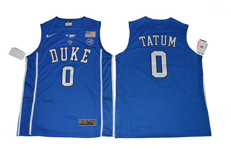 2017 Duke Blue Devils Jayson Tatum #0 V Neck College Basketball Authentic Blue Jersey->->NCAA Jersey